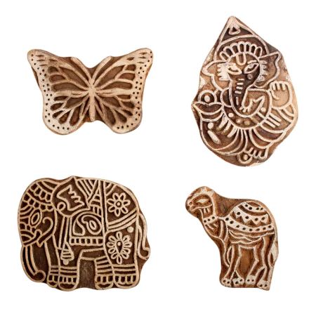 Set of 4 Piece New Mix Wooden Printing Block